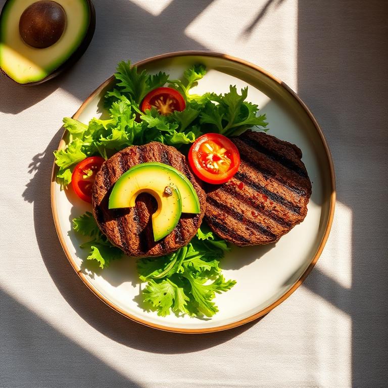 Hamburguesas caseras de carne magra con ensalada