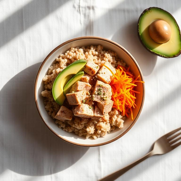 Bowl de atún, arroz integral y palta