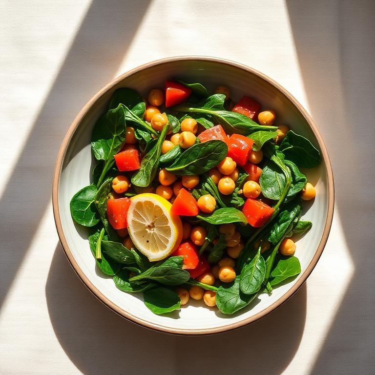 Ensalada tibia de garbanzos y espinaca