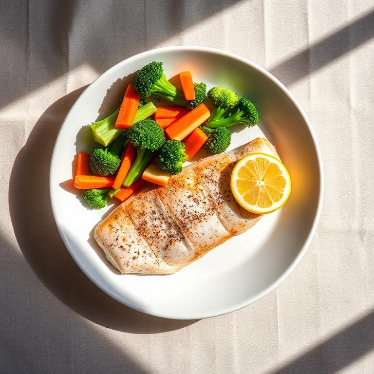 Merluza a la plancha con verduras al vapor