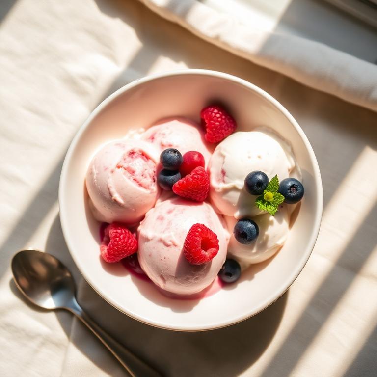Helado de yogur y frutos rojos
