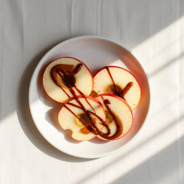 Manzana con manteca de maní y cacao