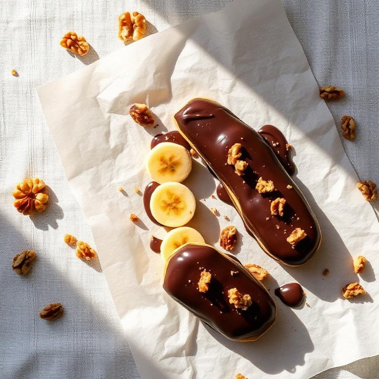 Bombones de banana congelada y chocolate