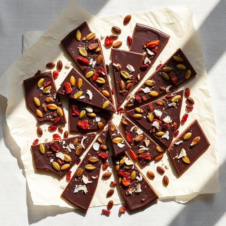Corteza de chocolate con semillas y arándanos