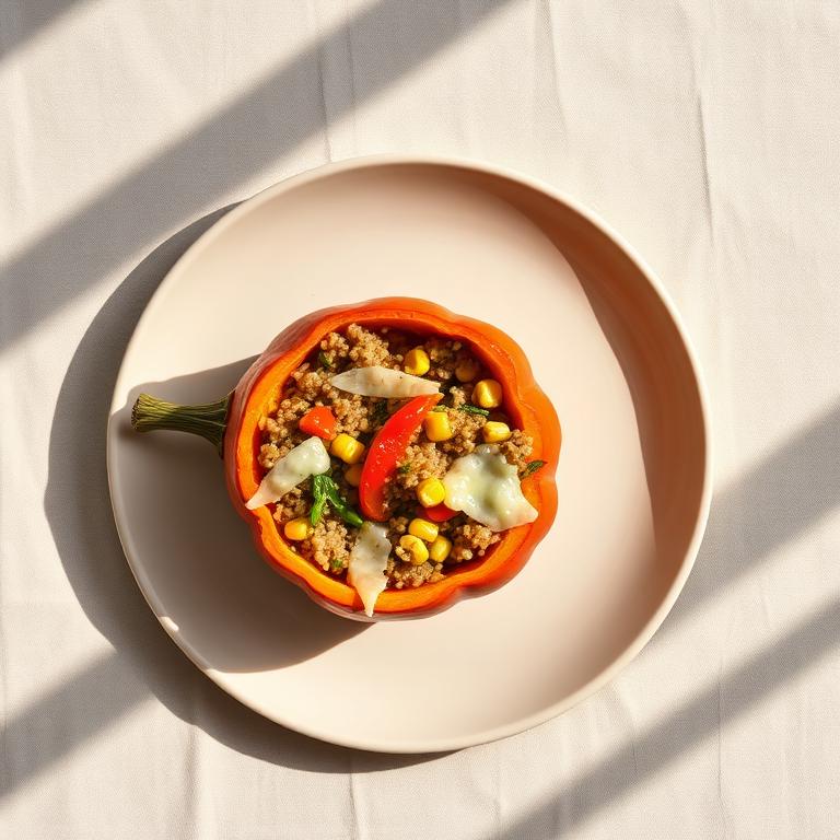 Zapallo relleno con quinoa y vegetales