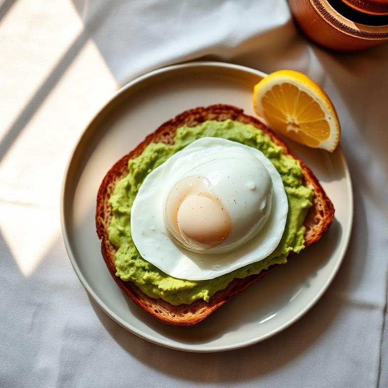 Tostadas integrales con palta y huevo poché