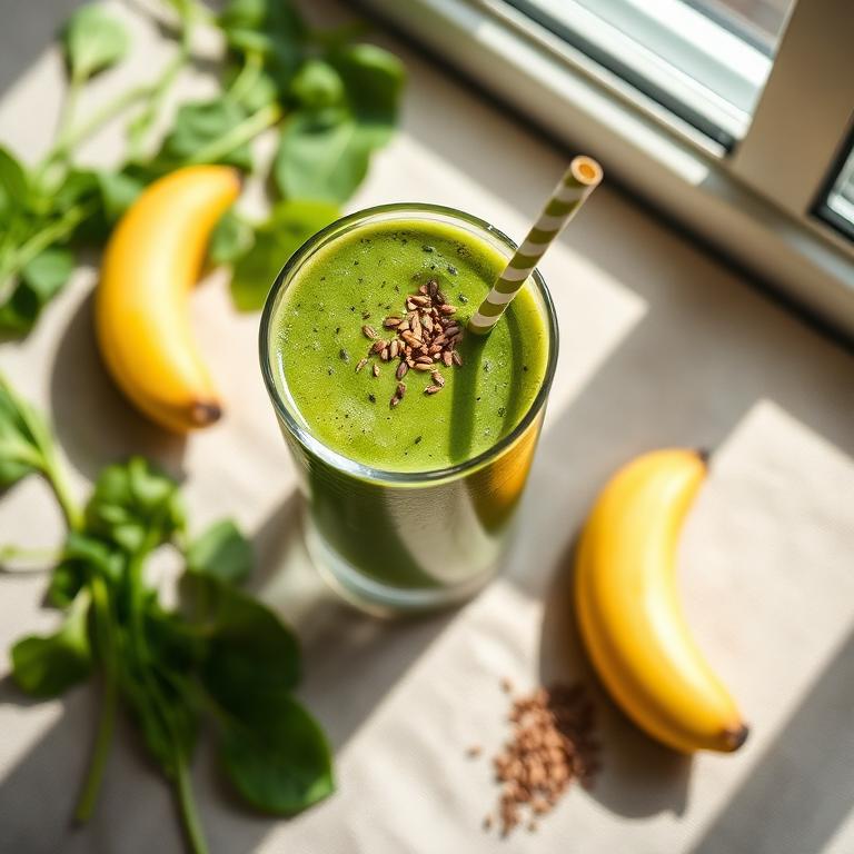 Smoothie verde de espinaca cocida y banana