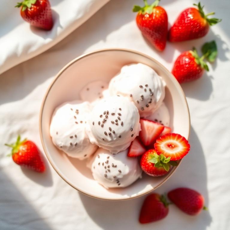 Yogur helado con frutillas y semillas